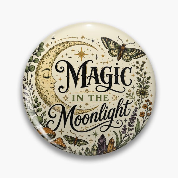 Item preview, Diseño de camiseta vectorial de luna creciente celestial "Magia a la luz de la luna" - Gráfico de polilla y hongo estilo cottagecore designed and sold by Rabu10.