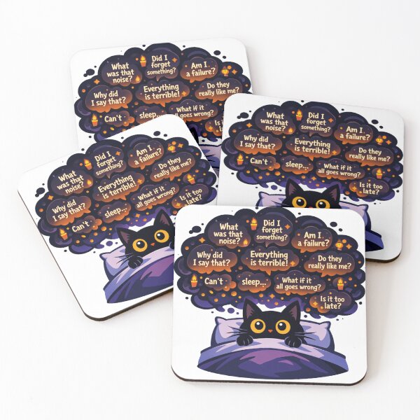 Item preview, 3 AM Overthinking Black Cat Can't Sleep designed and sold by Cherie-verse.