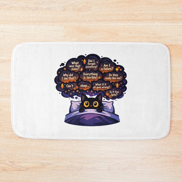 Item preview, 3 AM Overthinking Black Cat Can't Sleep designed and sold by Cherie-verse.