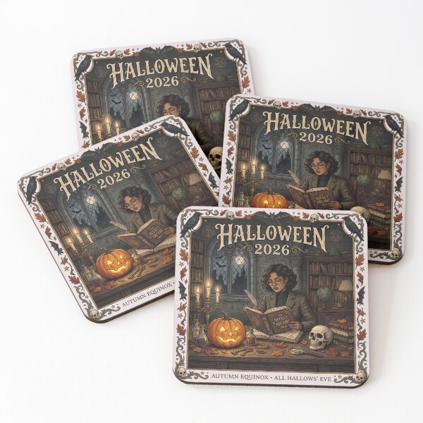 Item preview, Cozy Witch Reading Halloween 2026 Autumn Equinox Illustration designed and sold by DarkOriginArts.