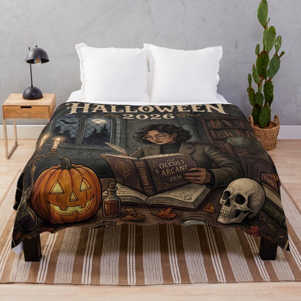 Item preview, Cozy Witch Reading Halloween 2026 Autumn Equinox Illustration designed and sold by DarkOriginArts.