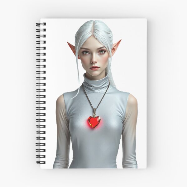 Item preview, Ethereal White-Haired Fantasy Elf with Glowing Red Heart designed and sold by Mido-artister.