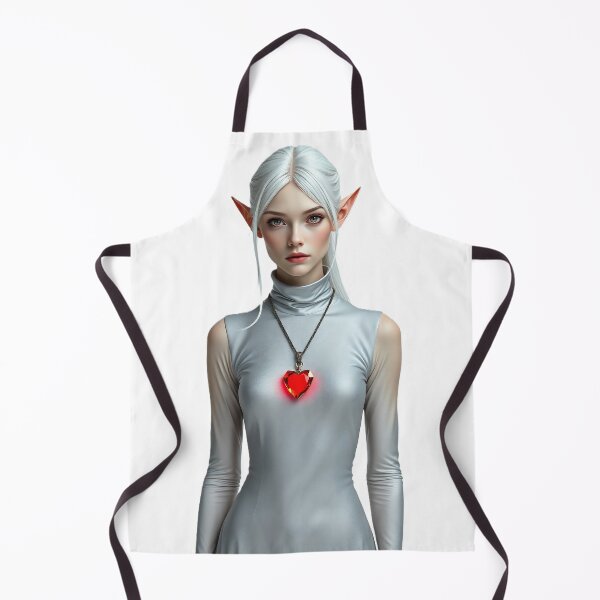 Item preview, Ethereal White-Haired Fantasy Elf with Glowing Red Heart designed and sold by Mido-artister.