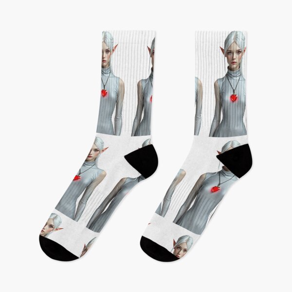 Item preview, Ethereal White-Haired Fantasy Elf with Glowing Red Heart designed and sold by Mido-artister.