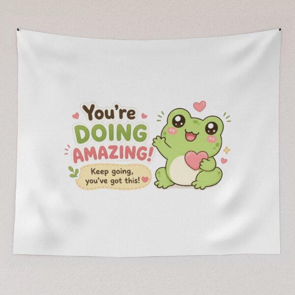 Item preview, Kawaii Frog Sticker ?? | Cute Motivational Frog “You’re Doing Amazing” designed and sold by Vegasstickers.