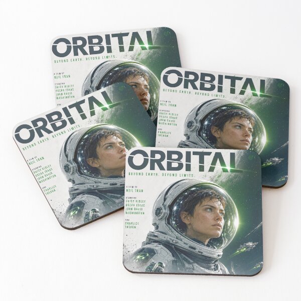 Item preview, Orbital – White & Green Modern Action Astronaut Movie Poster designed and sold by lavanya11.