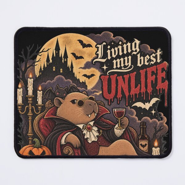 Item preview, Living My Best Unlife – Vampire Capybara Vintage Gothic Halloween designed and sold by Freedesign-home.