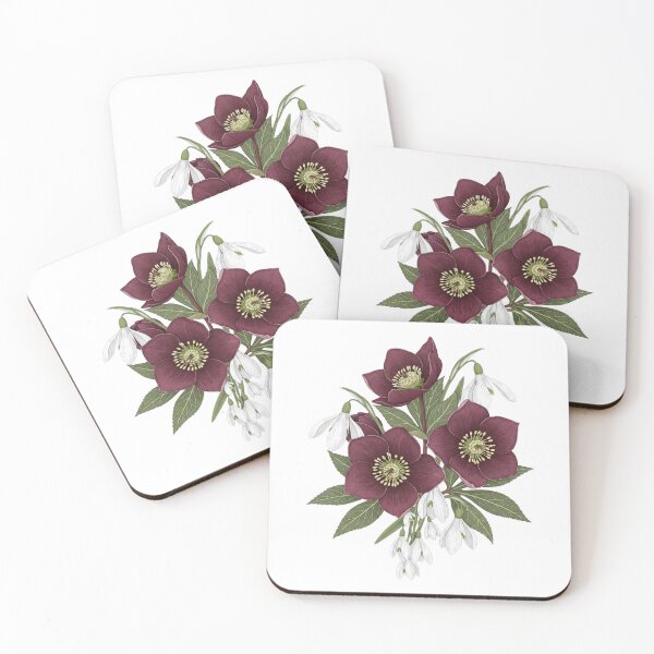 Item preview, Victorian Maroon Hellebore Botanical Collection - Dark Floral Study designed and sold by Dzblack.