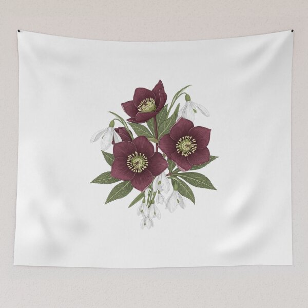 Item preview, Victorian Maroon Hellebore Botanical Collection - Dark Floral Study designed and sold by Dzblack.