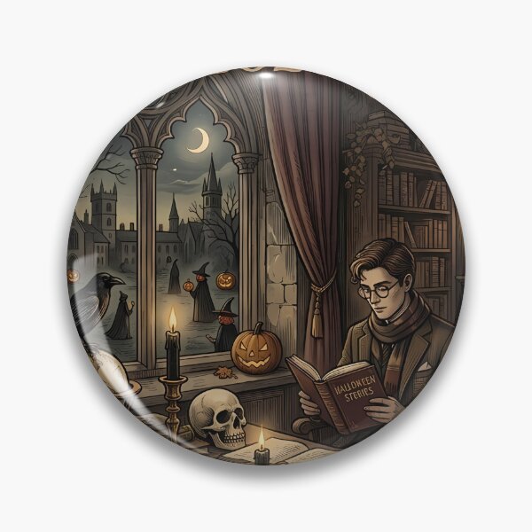 Item preview, Halloween 2026 Dark Academia Library Reading Gothic Illustration designed and sold by DarkOriginArts.