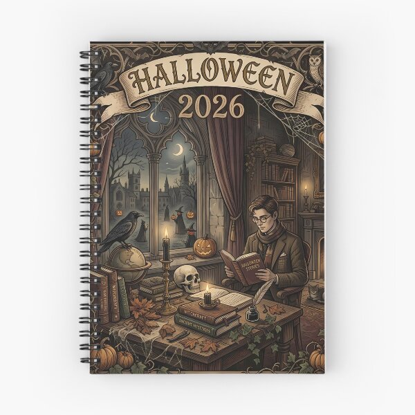 Item preview, Halloween 2026 Dark Academia Library Reading Gothic Illustration designed and sold by DarkOriginArts.