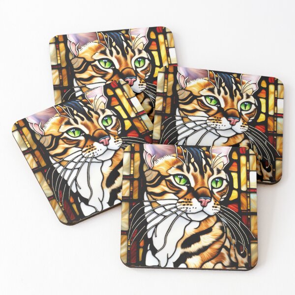 Item preview, Bengal Cat Stained Glass Mosaic Portrait designed and sold by pinkal.