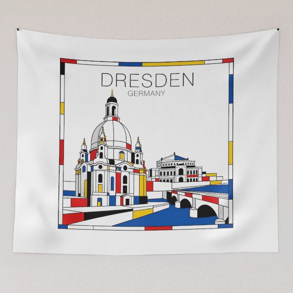 Item preview, Dresden Mondrian style poster 3D designed and sold by CMYKStudio.