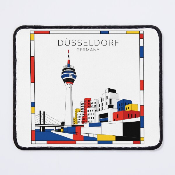 Item preview, Düsseldorf Mondrian style poster 3D designed and sold by CMYKStudio.