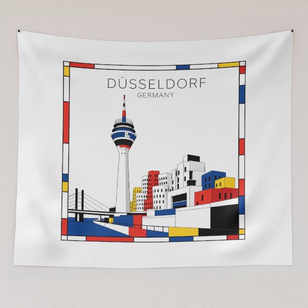 Item preview, Düsseldorf Mondrian style poster 3D designed and sold by CMYKStudio.