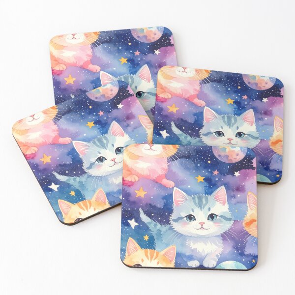 Item preview, Cute Watercolor Cats in Galaxy Clouds designed and sold by BetweenForms.