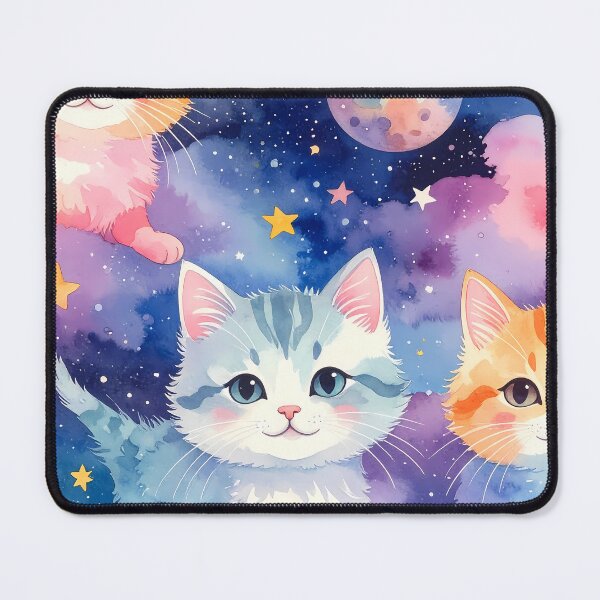 Item preview, Cute Watercolor Cats in Galaxy Clouds designed and sold by BetweenForms.