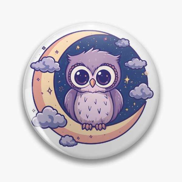 Item preview, Cute Kawaii Owl on Crescent Moon | Magical Night Sky Owl Aesthetic designed and sold by dreamz-world.