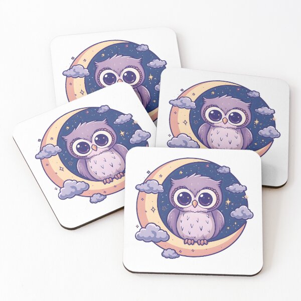 Item preview, Cute Kawaii Owl on Crescent Moon | Magical Night Sky Owl Aesthetic designed and sold by dreamz-world.