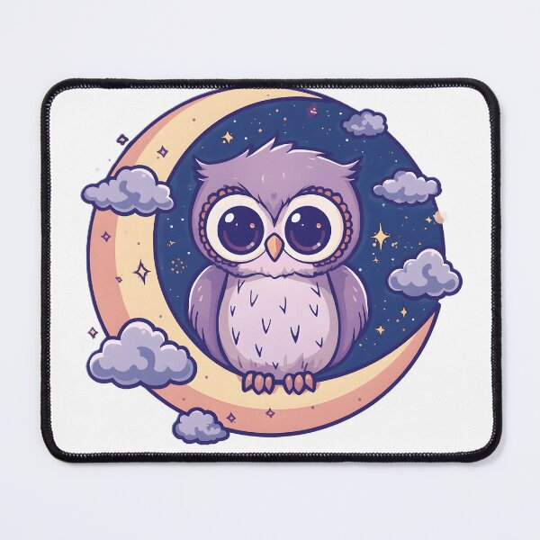 Item preview, Cute Kawaii Owl on Crescent Moon | Magical Night Sky Owl Aesthetic designed and sold by dreamz-world.