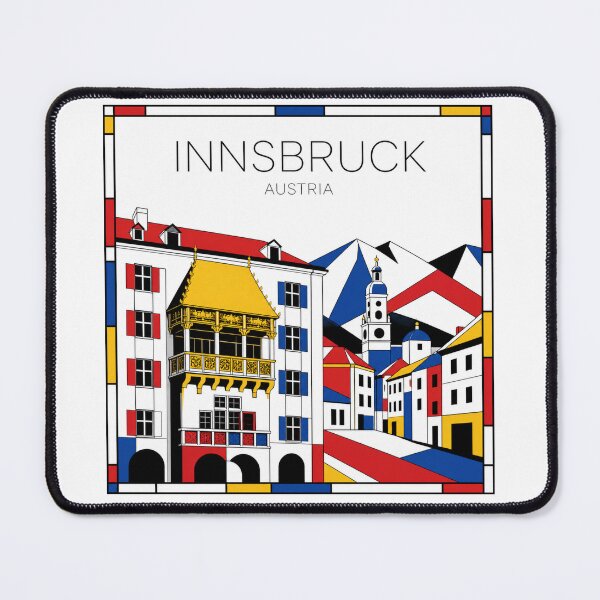 Item preview, Innsbruck Mondrian style poster 3D designed and sold by CMYKStudio.