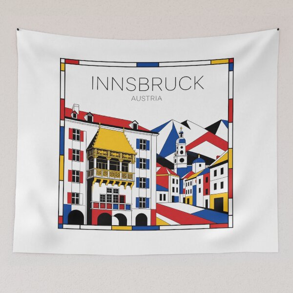 Item preview, Innsbruck Mondrian style poster 3D designed and sold by CMYKStudio.