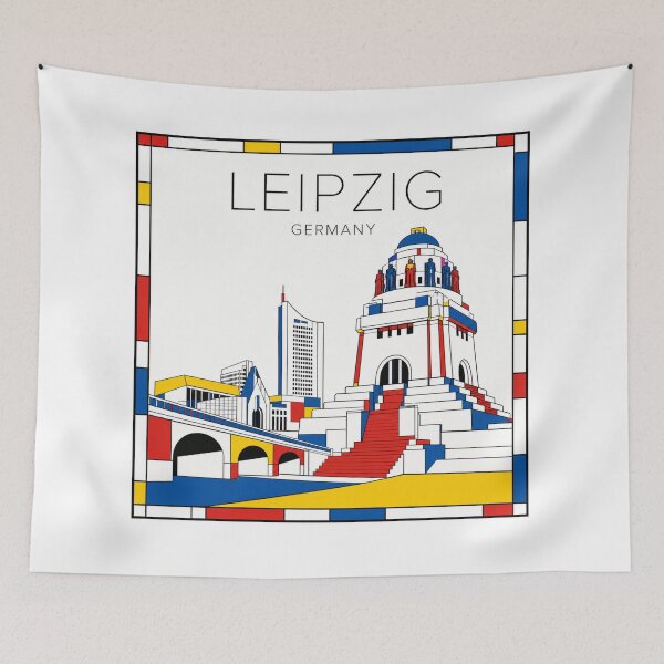 Item preview, Leipzig Mondrian style poster 3D designed and sold by CMYKStudio.