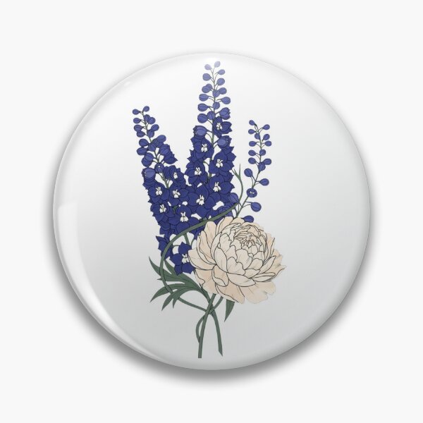 Item preview, Victorian Indigo Delphinium and Ivory Peony - Dark Botanical Art designed and sold by Dzblack.