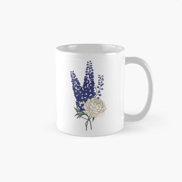 Item preview, Victorian Indigo Delphinium and Ivory Peony - Dark Botanical Art designed and sold by Dzblack.