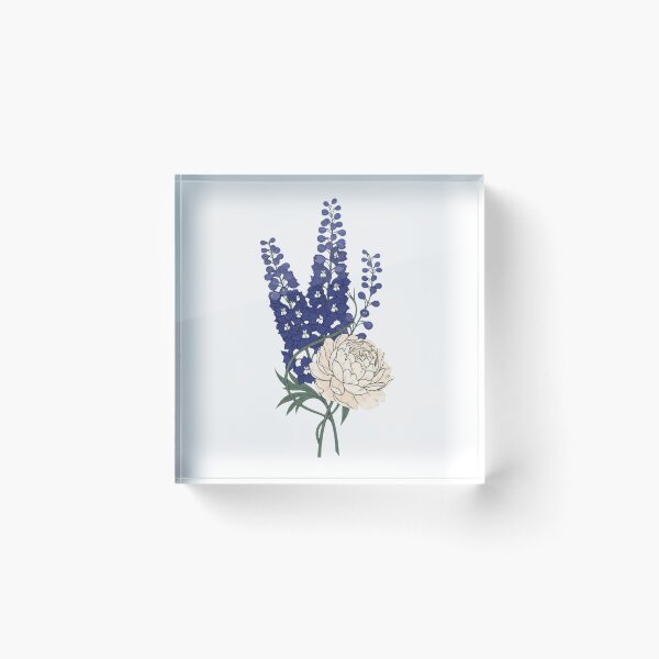 Item preview, Victorian Indigo Delphinium and Ivory Peony - Dark Botanical Art designed and sold by Dzblack.