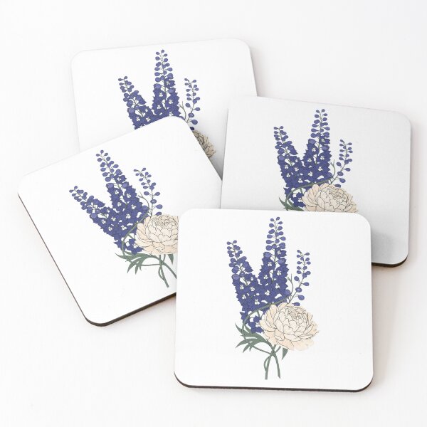 Item preview, Victorian Indigo Delphinium and Ivory Peony - Dark Botanical Art designed and sold by Dzblack.