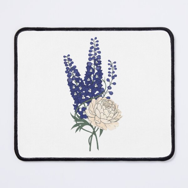 Item preview, Victorian Indigo Delphinium and Ivory Peony - Dark Botanical Art designed and sold by Dzblack.