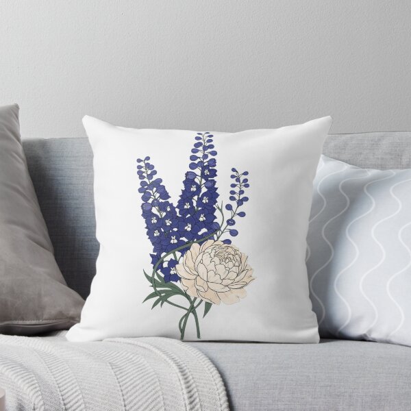 Item preview, Victorian Indigo Delphinium and Ivory Peony - Dark Botanical Art designed and sold by Dzblack.