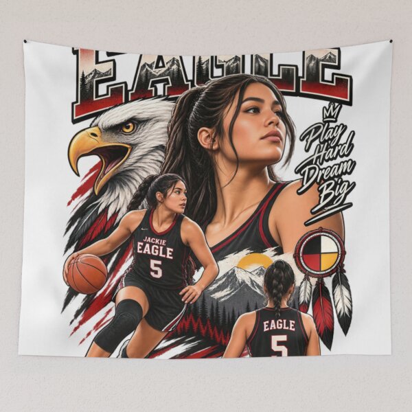 Item preview, Jackie Eagle Basketball – Play Hard Dream Big designed and sold by CatLovers Studio.