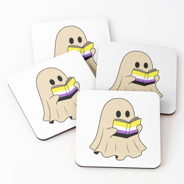 Item preview, Non Binary Halloween Ghost Reading Book designed and sold by Cannaxes Studio.