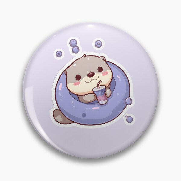 Item preview, Kawaii Otter Blueberry Float – Cute Chibi Summer Otter designed and sold by UnRealS.