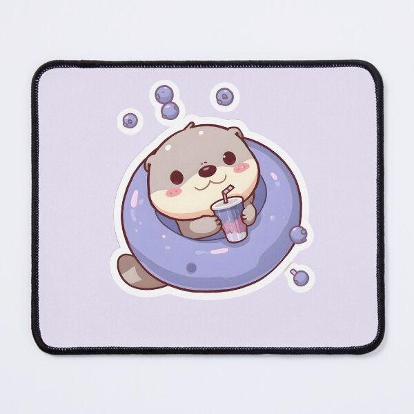 Item preview, Kawaii Otter Blueberry Float – Cute Chibi Summer Otter designed and sold by UnRealS.