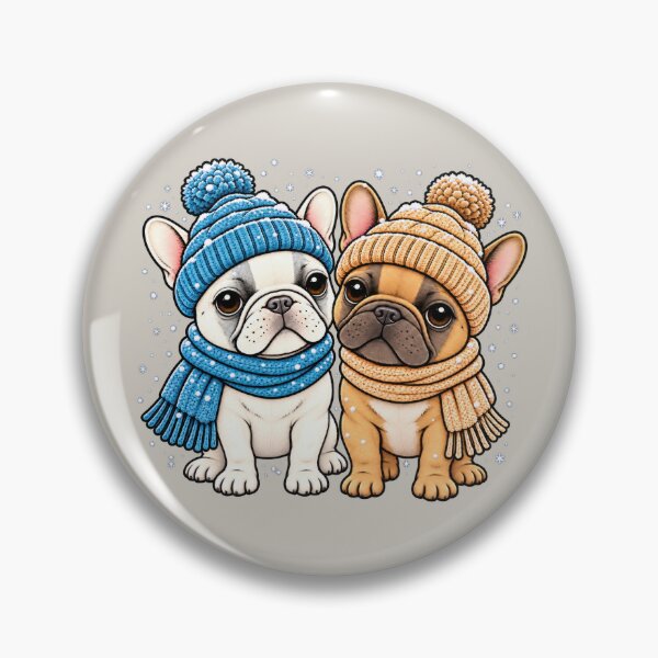 Item preview, Freakin Cute Frenchies Friends with winter hats and scarves in the snow designed and sold by newnomads-art.