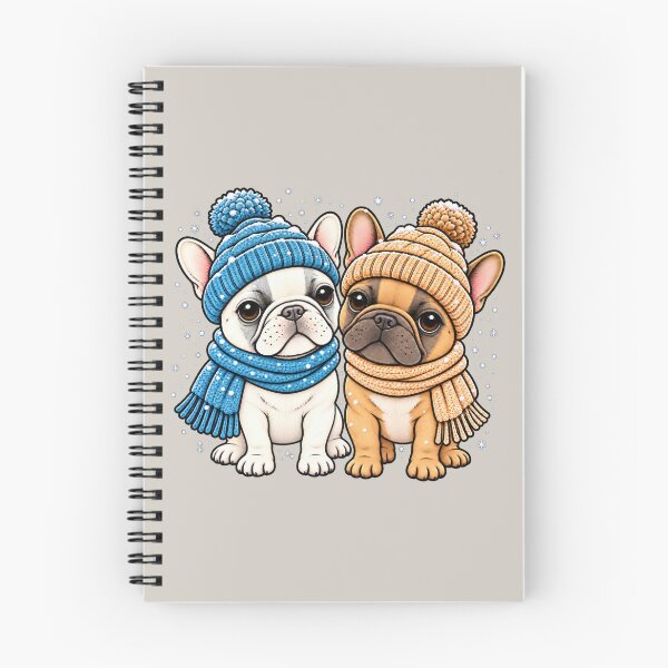 Item preview, Freakin Cute Frenchies Friends with winter hats and scarves in the snow designed and sold by newnomads-art.