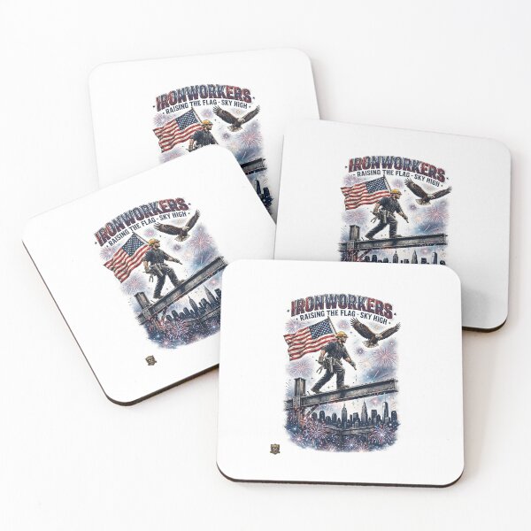 Item preview, : Ironworkers - Raising the Flag Sky High Patriotic Construction Art designed and sold by WeirdWheeledArt.