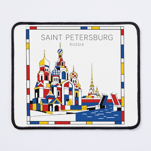 Item preview, Saint Petersburg Mondrian style poster 3D designed and sold by CMYKStudio.