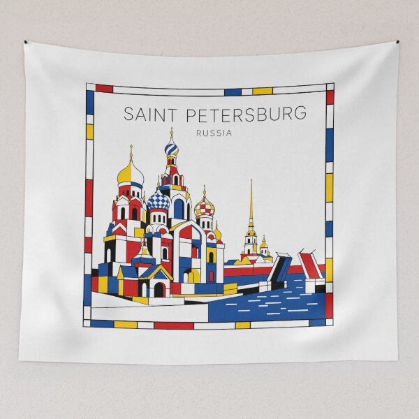 Item preview, Saint Petersburg Mondrian style poster 3D designed and sold by CMYKStudio.