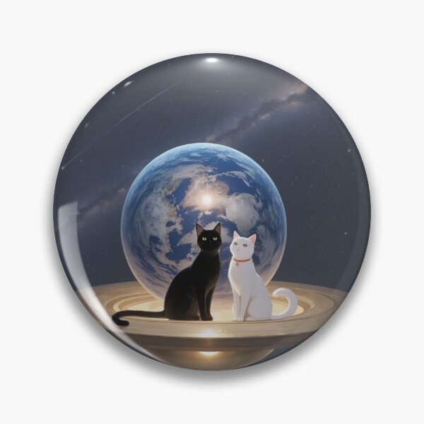 Item preview, Cosmic Cats on UFO Above Earth - Surreal Space Art designed and sold by BLUESKY11a.