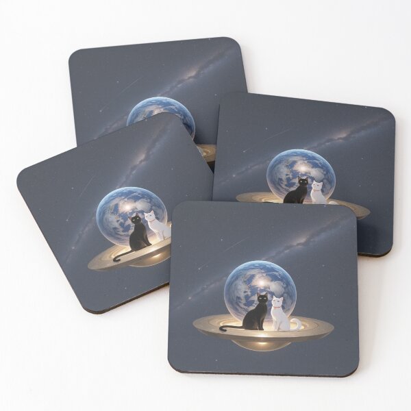 Item preview, Cosmic Cats on UFO Above Earth - Surreal Space Art designed and sold by BLUESKY11a.