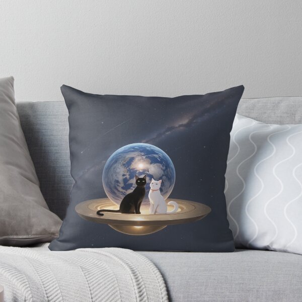 Item preview, Cosmic Cats on UFO Above Earth - Surreal Space Art designed and sold by BLUESKY11a.