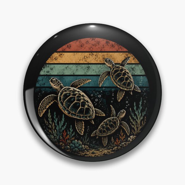 Item preview, Three Sea Turtles Exploring Retro Ocean Depths designed and sold by Moizento.