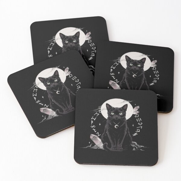 Item preview, Witchy Black Cat Moon – Mystical Crystal Rune Design designed and sold by Midnight Veil Designs.