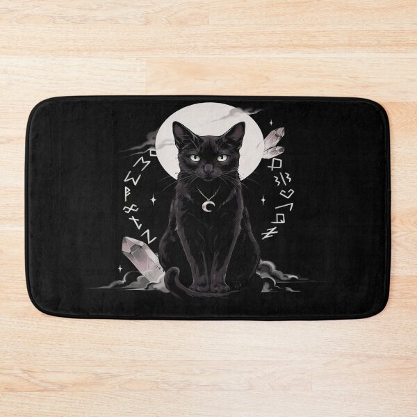 Item preview, Witchy Black Cat Moon – Mystical Crystal Rune Design designed and sold by Midnight Veil Designs.