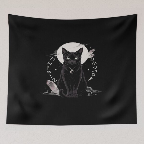 Item preview, Witchy Black Cat Moon – Mystical Crystal Rune Design designed and sold by Midnight Veil Designs.
