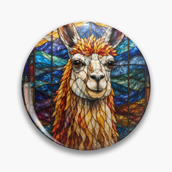 Item preview, Llama Stained Glass Mountain Mosaic designed and sold by pinkal.